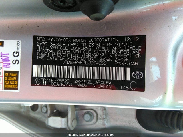 Toyota COROLLA LE 2020 JTDEPRAE3LJ094356 Image 9