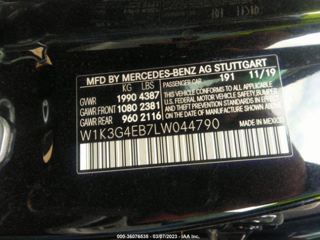 W1K3G4EB7LW044790 Mercedes-Benz A-class A 220