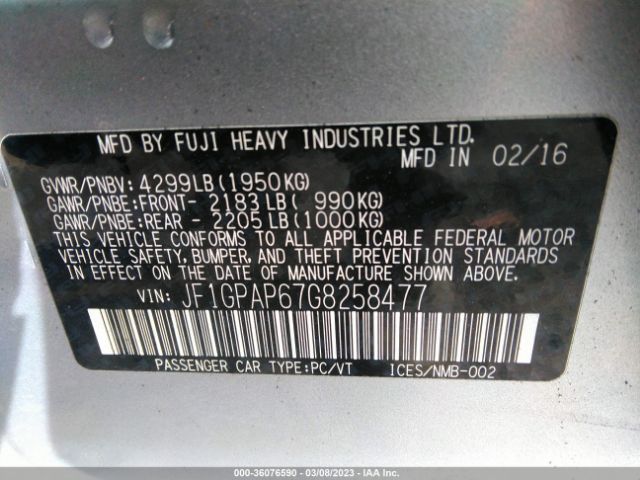 JF1GPAP67G8258477 Subaru Impreza Wagon 2.0i Sport Premium