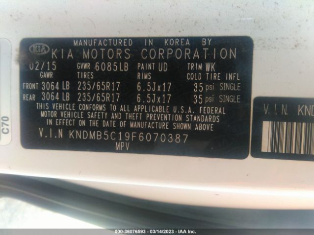 KNDMB5C19F6070387 KIA SEDONA LX