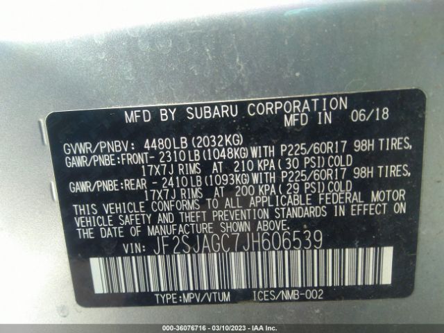 JF2SJAGC7JH606539 Subaru Forester Premium
