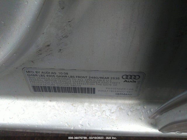 WAULF78K69N031681 Audi A4 2.0t Prem