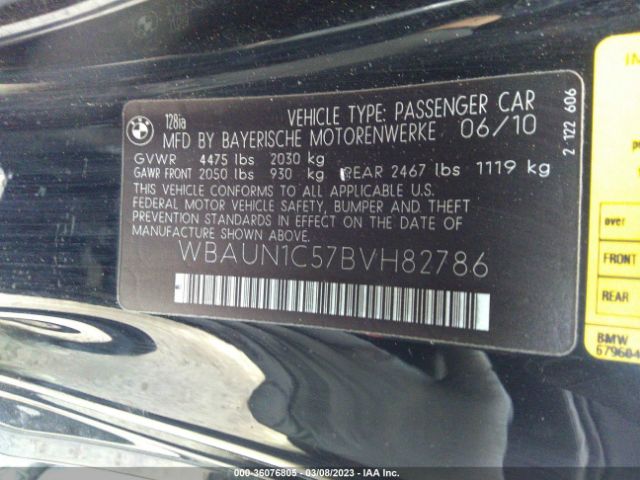 WBAUN1C57BVH82786 BMW 1 Series 128i