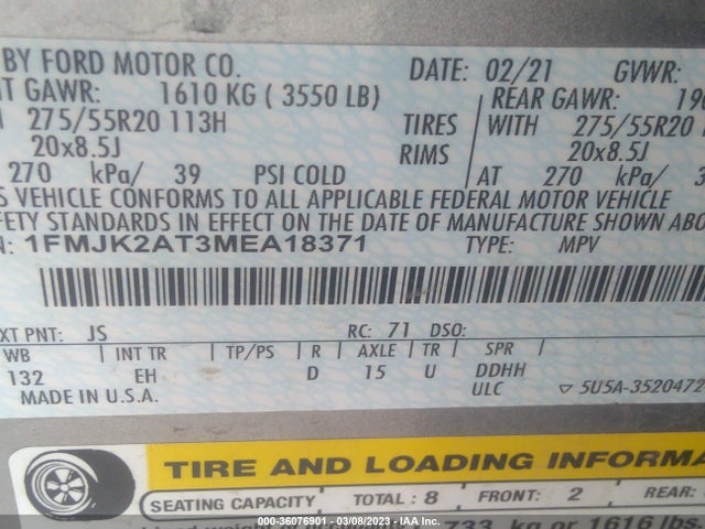 2021 Ford Expedition, VIN: 1FMJK2AT3MEA18371