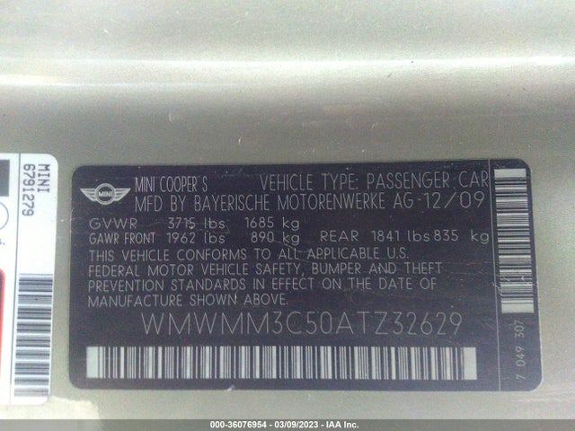2010 MINI COOPER CLUBMAN WMWMM3C50ATZ32629 Photo 8