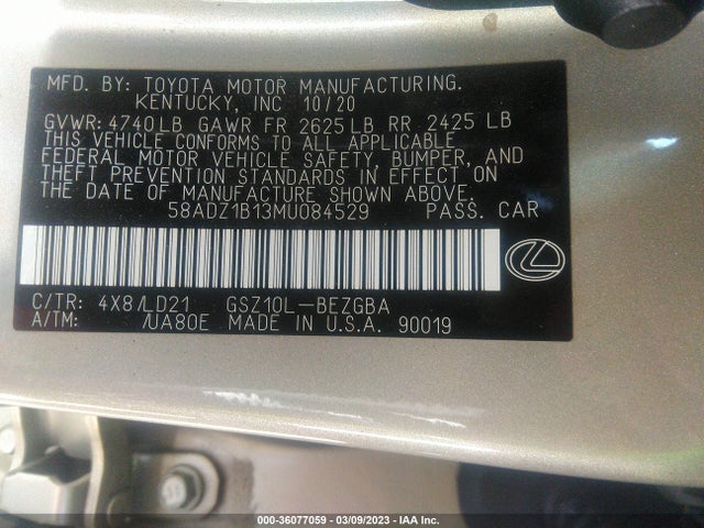 58ADZ1B13MU084529 Lexus Es Es 350