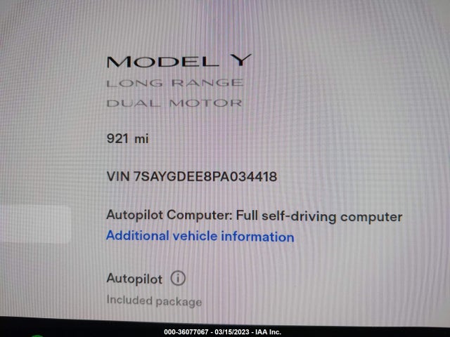 7SAYGDEE8PA034418 Tesla Model Y Long Range
