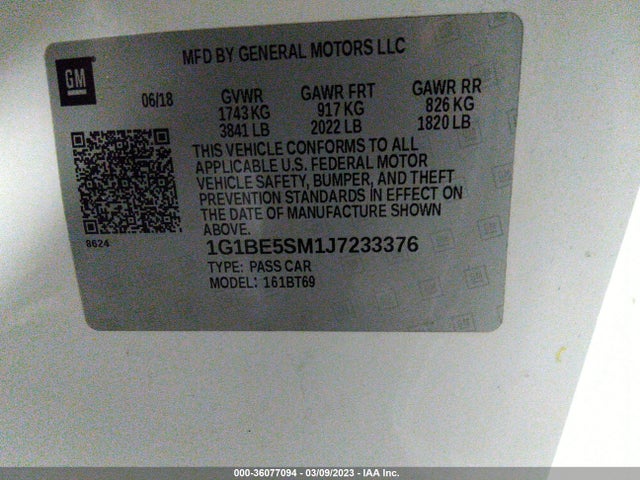 Chevrolet CRUZE LT 2018 1G1BE5SM1J7233376 Image 10