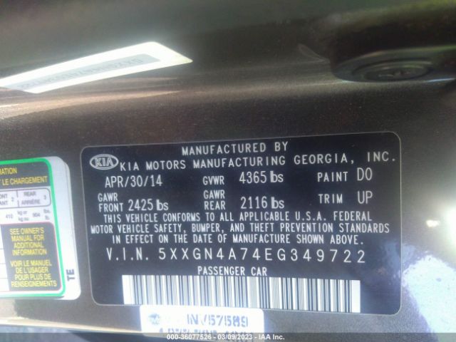 5XXGN4A74EG349722 KIA OPTIMA EX