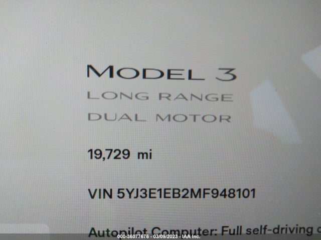 Tesla Model 3 Long Range 2021 5YJ3E1EB2MF948101 Image 8