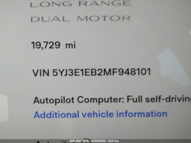 Tesla Model 3 Long Range 2021 5YJ3E1EB2MF948101 Image 10