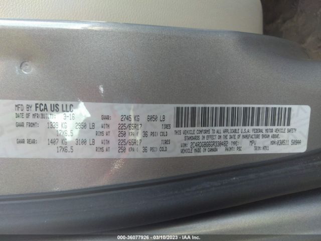 2C4RDGBG6GR330482 Dodge Grand Caravan Se