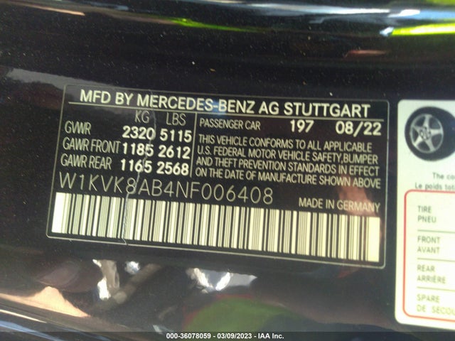 2022 Mercedes-Benz SL-Class, VIN: W1KVK8AB4NF006408