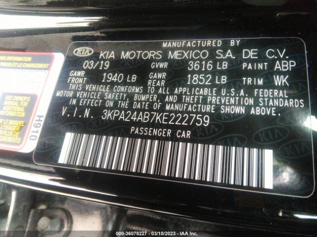 3KPA24AB7KE222759 KIA RIO LX