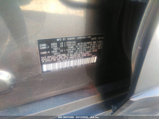 2020 SUBARU OUTBACK LIMITED VIN: 4S4BTALC0L3195205