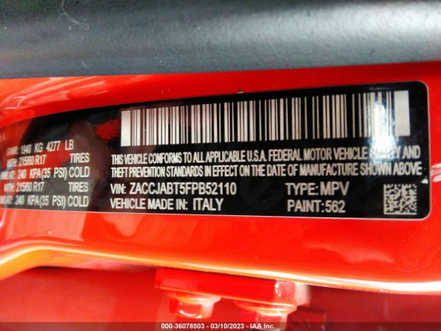 ZACCJABT5FPB52110 Jeep Renegade Latitude