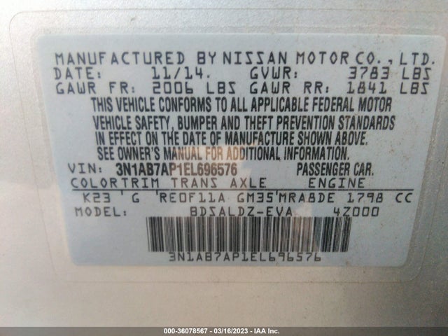 Nissan SENTRA SV 2014 3N1AB7AP1EL696576 Image 10