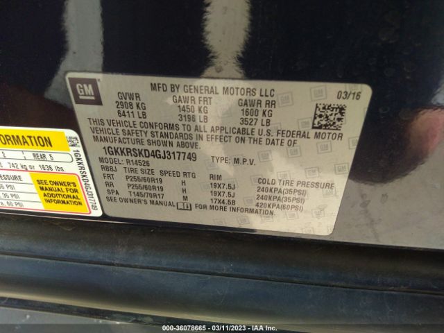 1GKKRSKD4GJ317749 GMC ACADIA SLT