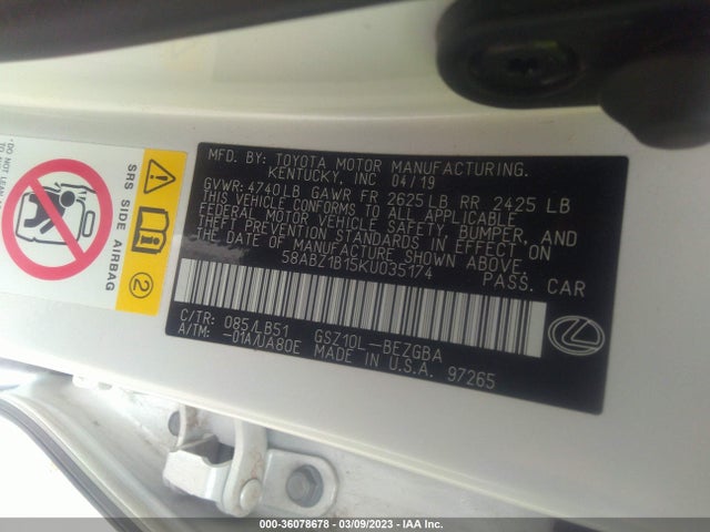 58ABZ1B15KU035174 Lexus Es Es 350