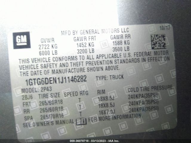 1GTG6DEN1J1146282 GMC Canyon 4wd Slt