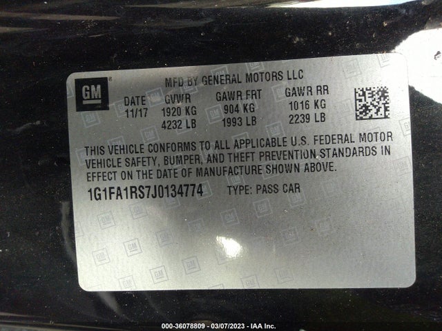 Chevrolet Camaro 1ls 2018 1G1FA1RS7J0134774 Image 10
