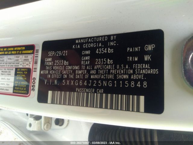 5XXG64J25NG115848 KIA K5 Gt-line