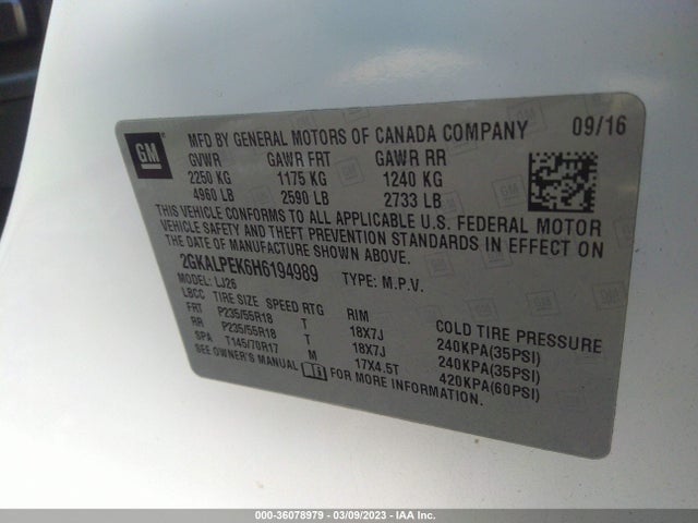 GMC Terrain Slt 2017 2GKALPEK6H6194989 Image 9