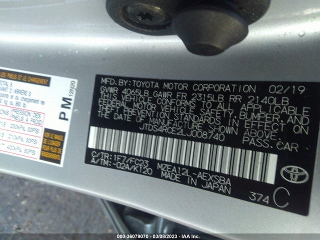 Toyota Corolla Se/nightshade 2020 JTDS4RCE2LJ008740 Image 10