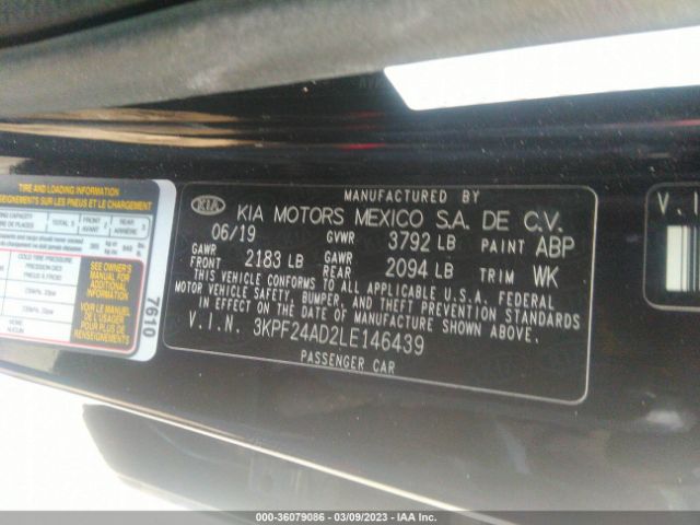 3KPF24AD2LE146439 KIA Forte Lxs