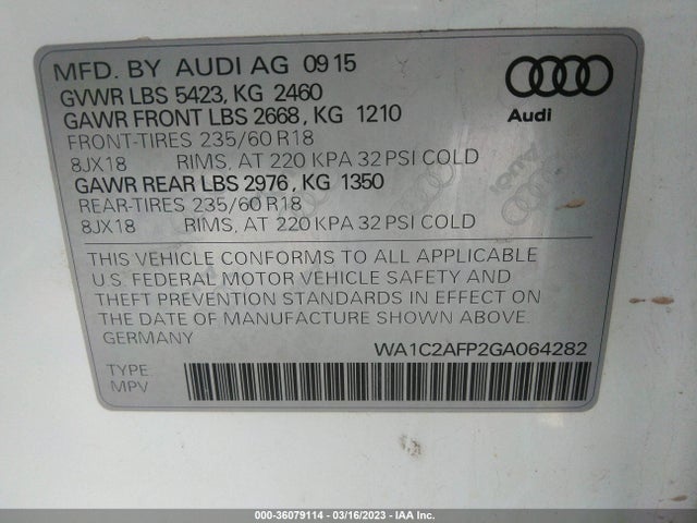 WA1C2AFP2GA064282 Audi Q5 PREMIUM