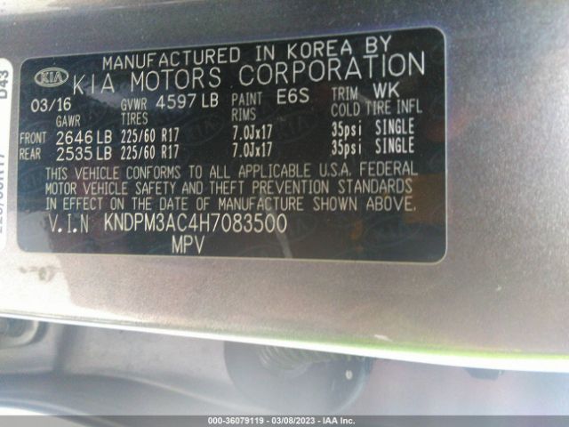 KNDPM3AC4H7083500 KIA Sportage Lx