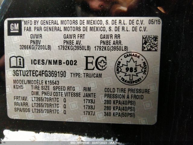 3GTU2TEC4FG369190 GMC SIERRA 1500