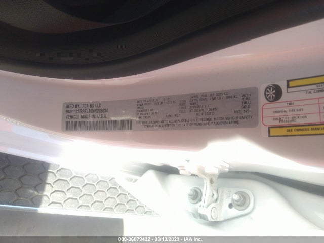 1C6SRFJT6NN203034 RAM 1500 Laramie