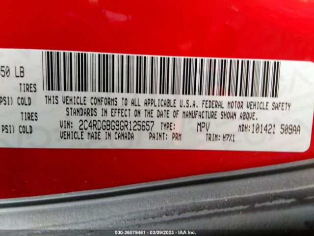 2C4RDGBG9GR125657 Dodge Grand Caravan American Value Pkg