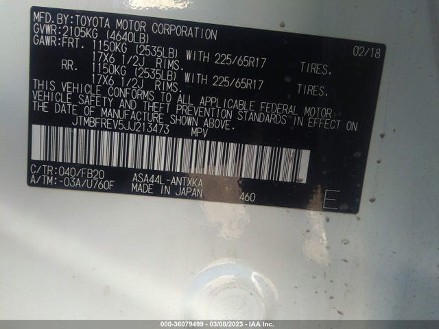 Toyota RAV4 LE 2018 JTMBFREV5JJ213473 Image 10