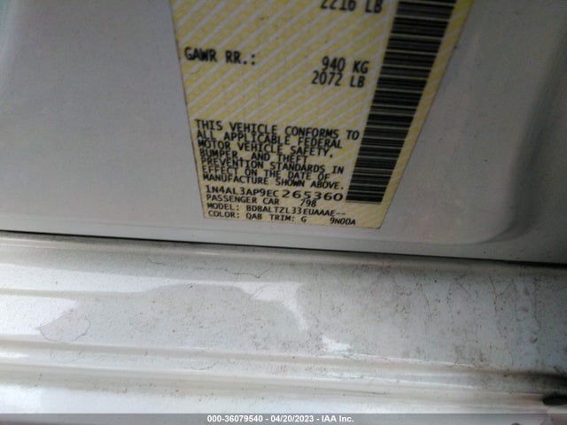 2014 NISSAN ALTIMA 2.5 SV VIN: 1N4AL3AP9EC265360