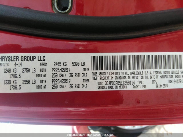 Dodge Journey American Value Pkg 2014 3C4PDCAB5ET259114 Image 9
