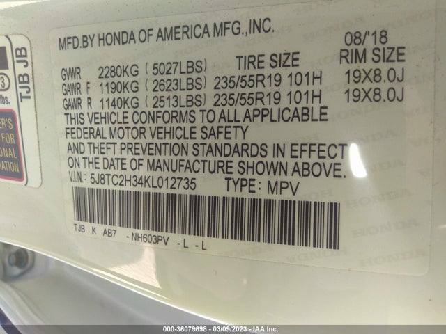Acura RDX 2019 5J8TC2H34KL012735 Image 9