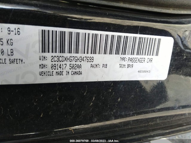 Dodge Charger Sxt 2016 2C3CDXHG7GH347699 Image 9