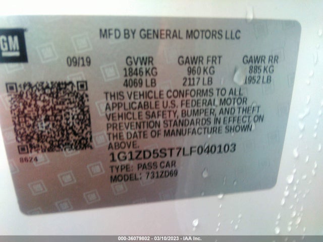 Chevrolet MALIBU LT 2020 1G1ZD5ST7LF040103 Image 9