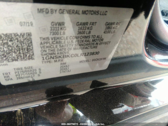 Chevrolet Tahoe Lt 2020 1GNSKBKC0LR123830 Image 10
