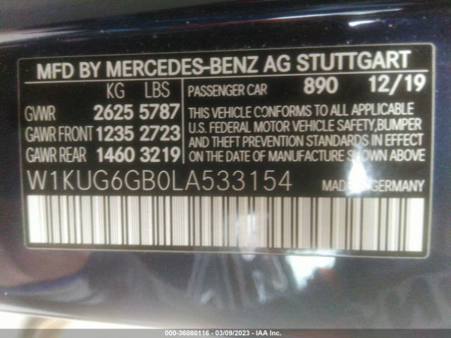 W1KUG6GB0LA533154 Mercedes-Benz S-class S 450