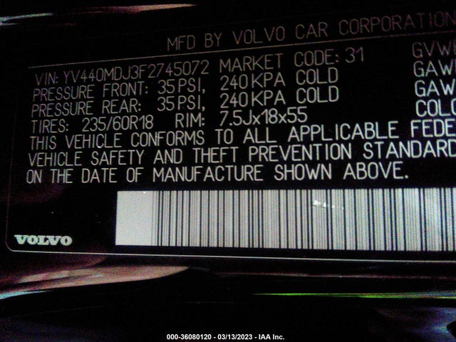 2015 Volvo XC60, VIN: YV440MDJ3F2745072