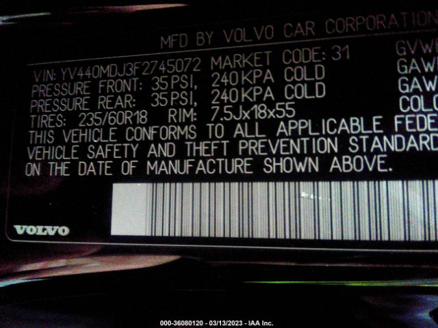 YV440MDJ3F2745072 Volvo Xc60 T5 Drive-e
