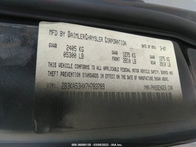 Dodge CHARGER R/T 2007 2B3KA53HX7H783789 Image 9