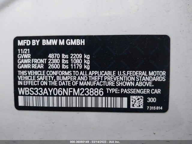 BMW M3 Competition 2022 WBS33AY06NFM23886 Image 9