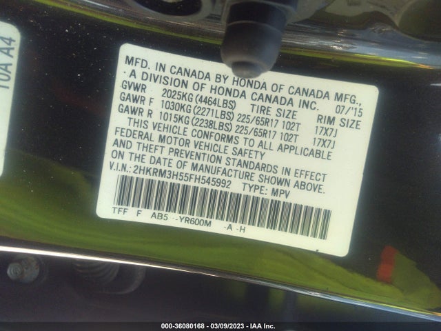 Honda CR-V EX 2015 2HKRM3H55FH545992 Image 9