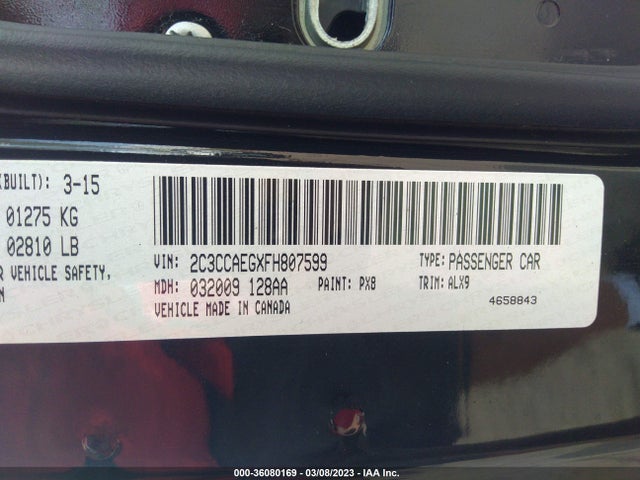 2C3CCAEGXFH807599 Chrysler 300 300c
