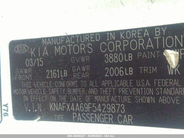 KNAFX4A69F5429873 KIA FORTE LX