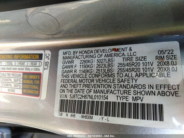 2022 Acura RDX, VIN: 5J8TC2H87NL010154